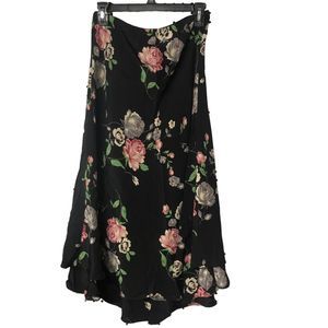 Lauren Ralph Lauren Midi/Maxi Floral Skirt, 100% Silk Layered Hem Hi/Lo SZ 2P